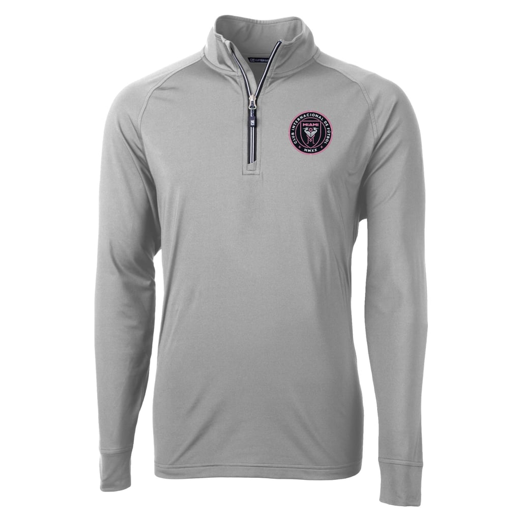  Inter Miami CF Cutter & Buck Adapt Eco Knit Stretch Recycled Raglan Quarter-Zip Pullover Top - Gray